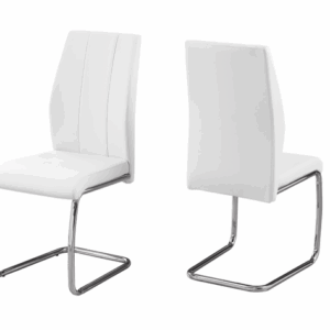Monarch Specialties 2 Piece DINING CHAIR-2PCS/ 39" H/WHITE LEATHER-LOOK/CHROME, 17.25" L x 20.25" D x 38.75" H